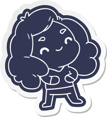 cartoon sticker of a cute kawaii girl