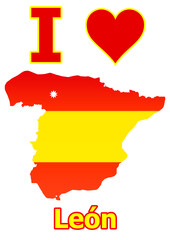 Spanienkarte mit der Stadt León Flagge Karte
