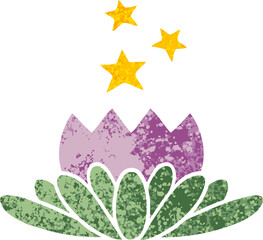 retro illustration style cartoon flower