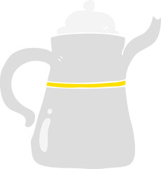 flat color illustration of a cartoon coffee pot