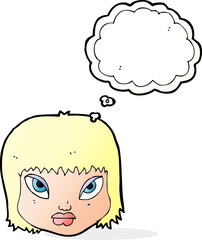 cartoon annoyed face with thought bubble