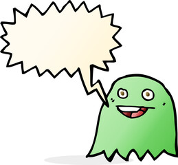cartoon ghost with speech bubble