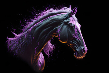 Obraz na płótnie Canvas Colorful horse on dark background. Generative AI. 