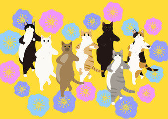 ウキウキ猫ダンス　7匹の猫