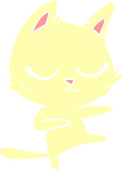calm flat color style cartoon cat
