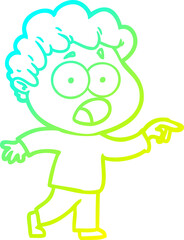 cold gradient line drawing cartoon man gasping in surprise