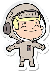 sticker of a happy cartoon astronaut