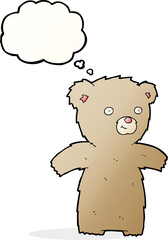 cartoon teddy bear with thought bubble