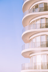 Part of the modern building with balconies in pop art minimalistic concept style