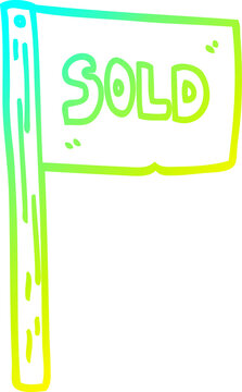 recommend clip art: cold gradient line drawing cartoon sold sign