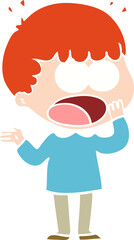 flat color style cartoon shocked man gasping