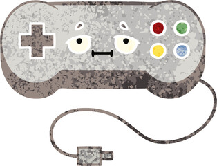 retro illustration style cartoon game controller