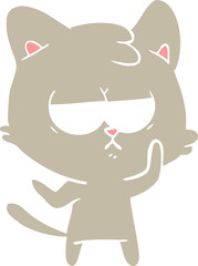 bored flat color style cartoon cat