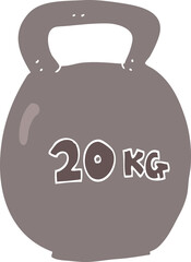 flat color illustration of a cartoon 20kg kettle bell