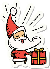 sticker of tattoo style santa claus christmas character