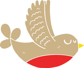 flat color style cartoon bird