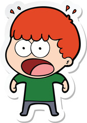 sticker of a cartoon shocked man