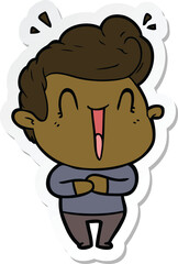 sticker of a excited man cartoon