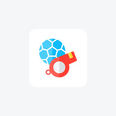 Ball, whistle fully editable vector fill icon


