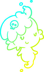 cold gradient line drawing cute cartoon ghost girl