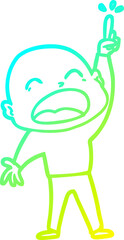cold gradient line drawing cartoon shouting bald man