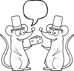 speech bubble cartoon mice with cheese