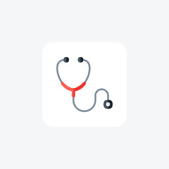 Stethoscope, checkup fully editable vector fill icon

