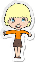 sticker of a cartoon happy girl