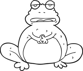 black and white cartoon frog