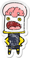 distressed sticker of a cartoon robot