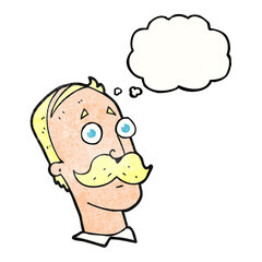 thought bubble textured cartoon man with mustache