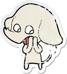 distressed sticker of a cute cartoon elephant