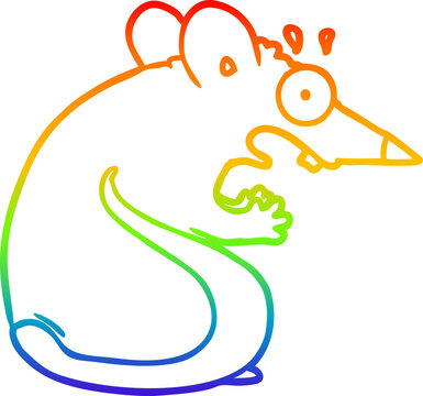 recommend clip art: rainbow gradient line drawing cartoon frightened mouse