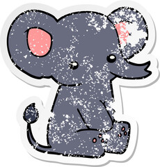 distressed sticker of a cartoon elephant