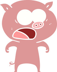 flat color style cartoon pig shouting