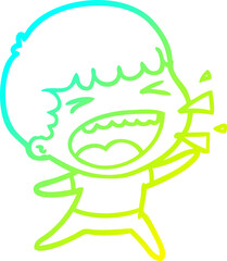 cold gradient line drawing cartoon laughing man