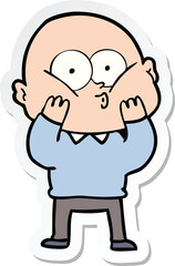 sticker of a cartoon bald man staring
