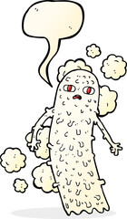 cartoon spooky ghost with speech bubble