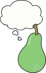 cartoon pear and thought bubble