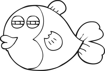 black and white cartoon fish
