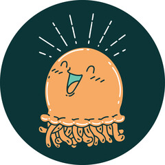 icon of tattoo style happy jellyfish