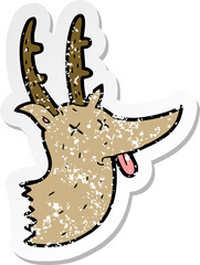 retro distressed sticker of a cartoon deer head