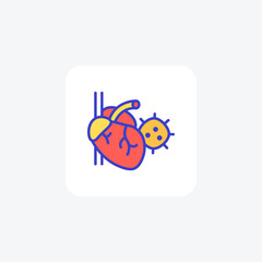 Heart disease, virus fully editable vector fill icon

