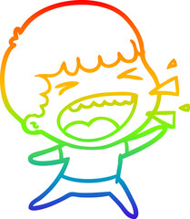 rainbow gradient line drawing cartoon laughing man