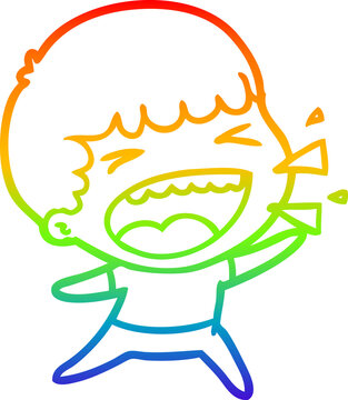 recommend clip art: rainbow gradient line drawing cartoon laughing man