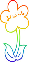 rainbow gradient line drawing cartoon flower