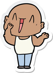 Fototapeta premium sticker of a happy cartoon bald man