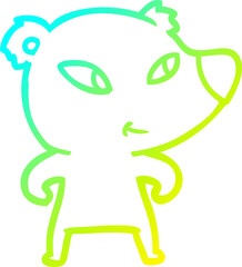 cold gradient line drawing cute cartoon bear