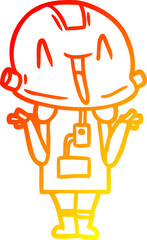 warm gradient line drawing cartoon robot