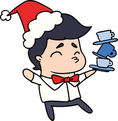 christmas cartoon of kawaii boy